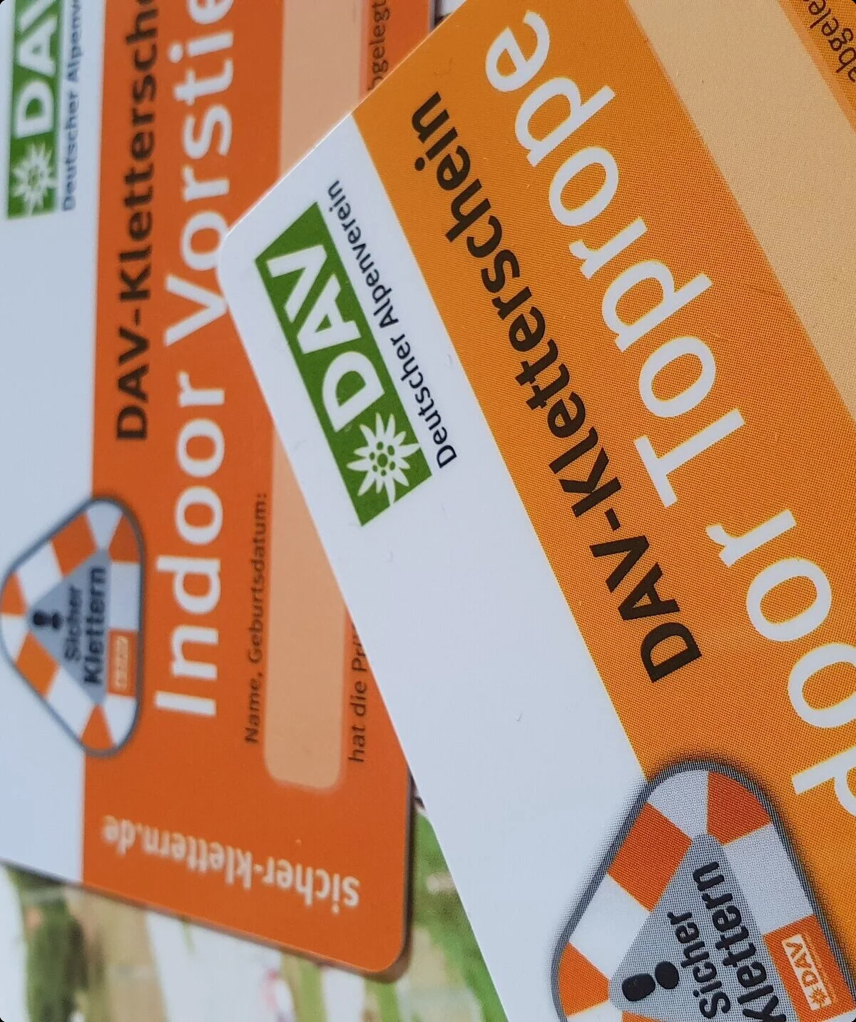 DAV-Kletterscheine für Indoor Vorstieg und Indoor Toprope | © DAV Sektion Geltendorf